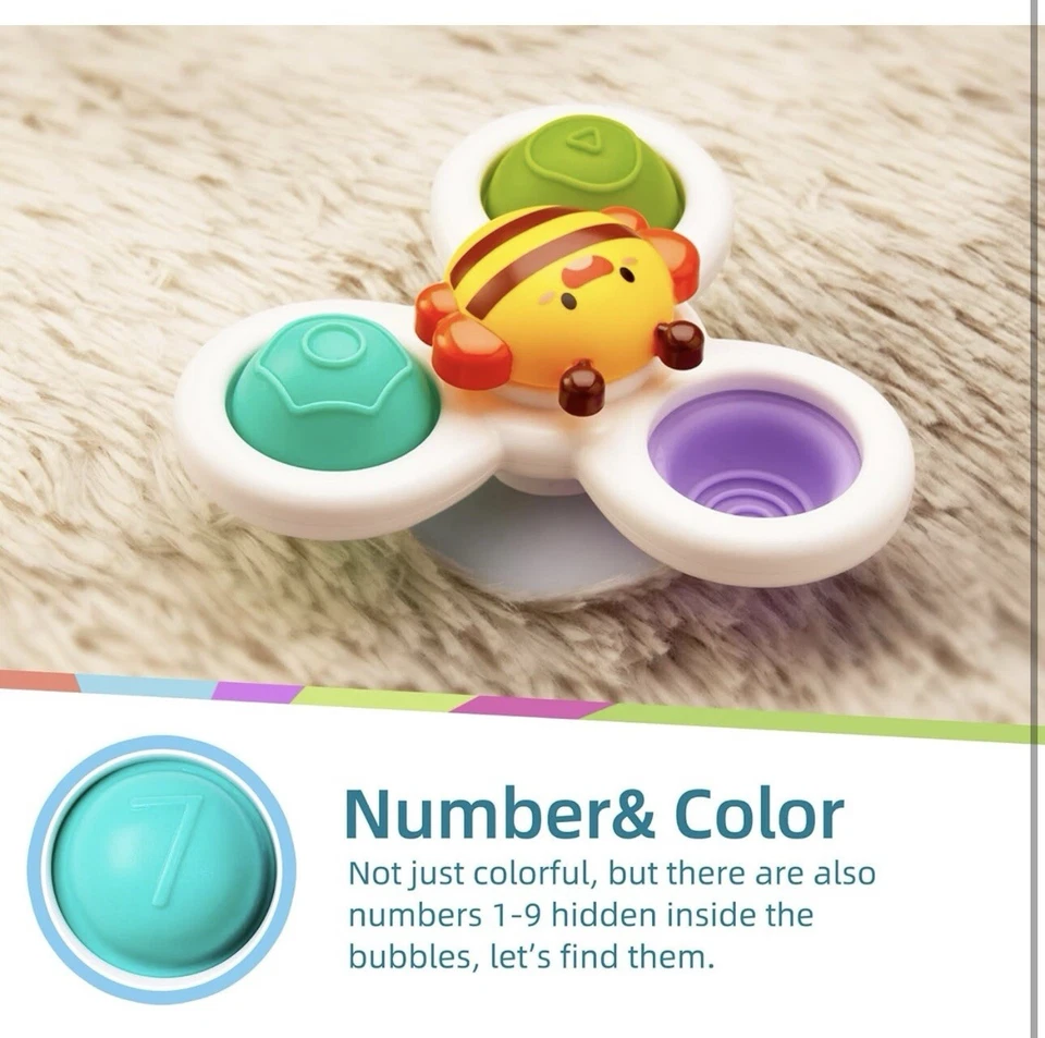 Juguetes giratorios con ventosa 3 piezas juguetes giratorios para bebés para 1 niño de 2 años regalos Foto 3 de 4