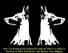 Doberman Pinscher Two Pack of White Vinyl Decals Window Any Flat Surface