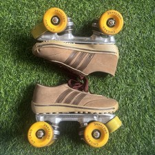 Vintage Chicago Roller Skates Brown Low Top Plates Yellow Wheels Size 5.5