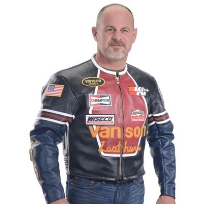 Vanson Leathers Classic Racing Jacket - Black Leather with Red