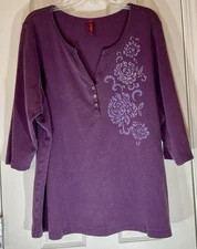 Vintage Gitano Women’s Pull-over Shirt Blouse Size 26/28 Purple w/ Sparkles
