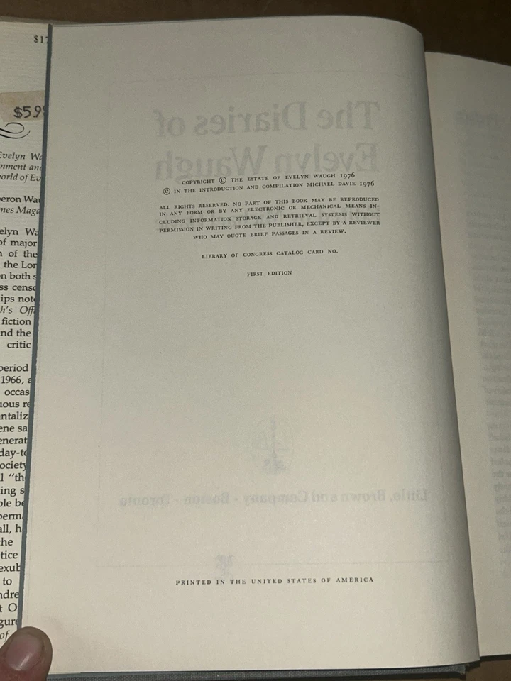 1976 The Diaries of Evelyn Waugh By Michael Davie 1st Edition/Printing HC + DJ Foto 4 de 4