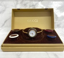 Gucci Change Bezel 4 Colors White/Gold Women's Watch Plating Quartz Box WORKING