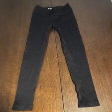 Women's Solid Black Stretch Leggings Nylon Spandex Size L Regular Solid Pattern
