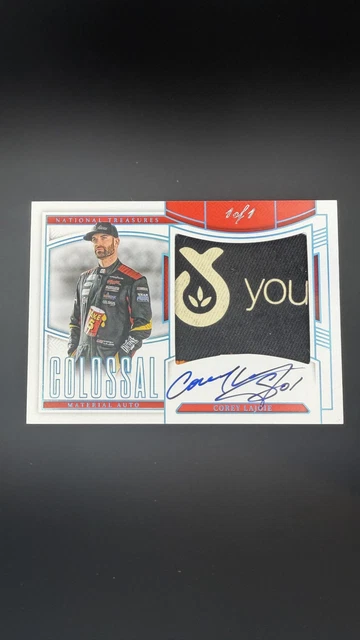2025 Panini National Treasures Corey LaJoie Colossal Material Auto Platinum #/1