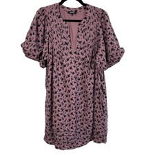 Madewell Tillie Puff-Sleeve Mini Dress in Shadow Blooms - Size XL