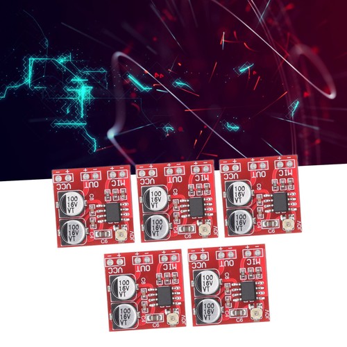 5pz Modulo Amplificatore Microfono Electret Guadagno LM386 20-200x DC4V-12V Parte Strumento - Foto 1 di 22