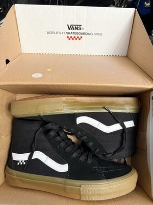 VANS PopCush Skateboarding High-Top Shoes Black/White Gum Sole US 8 D