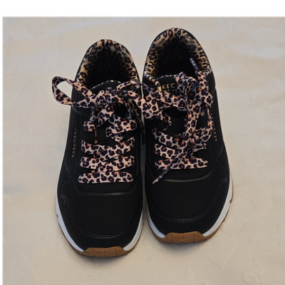 SKECHERS Kids  Street Uno Gen 1 Black Leopard Print Lace Up Sneakers