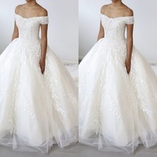 Gorgeous Wedding Dress Lace Appliques Off The Shoulder Sweep Train Bridal Gowns