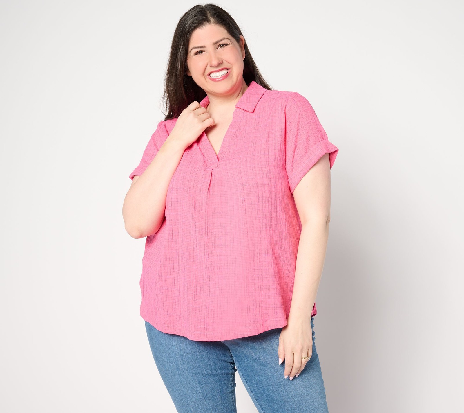Joan Rivers Classics Collection Women's Top Sz XL Short-Sleeve Shirt Pink