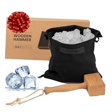 Wooden Ice Mallet and Lewis Bag, Includes Extra Single Bag  Hammer Black