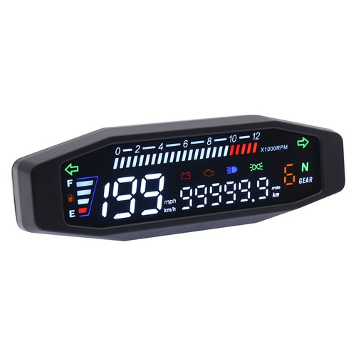 Motorcycle Speedometer Tachometer Odometer Oil Gauge LCD Display MPH Universal - Picture 2 of 12
