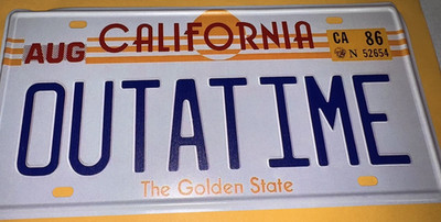CUSTOM Back to the Future OUTATIME Aluminum License Plate Novelty