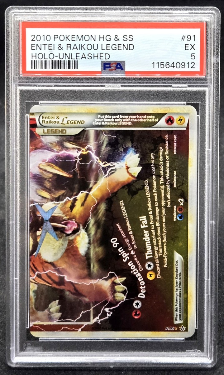 Entei & Raikou Legend (bottom) 91/95 Unleashed Holo for sale