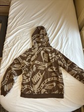   Brown Nike All Over Print Hoodie Just Do It Youth Xtra Small  