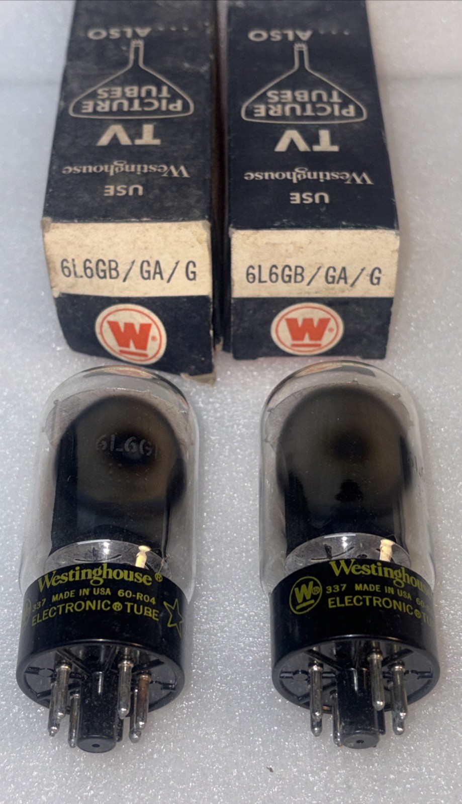 Matched Pair Westinghouse 6L6GB Black Plate Vacuum Tubes Amplitrex New In Box