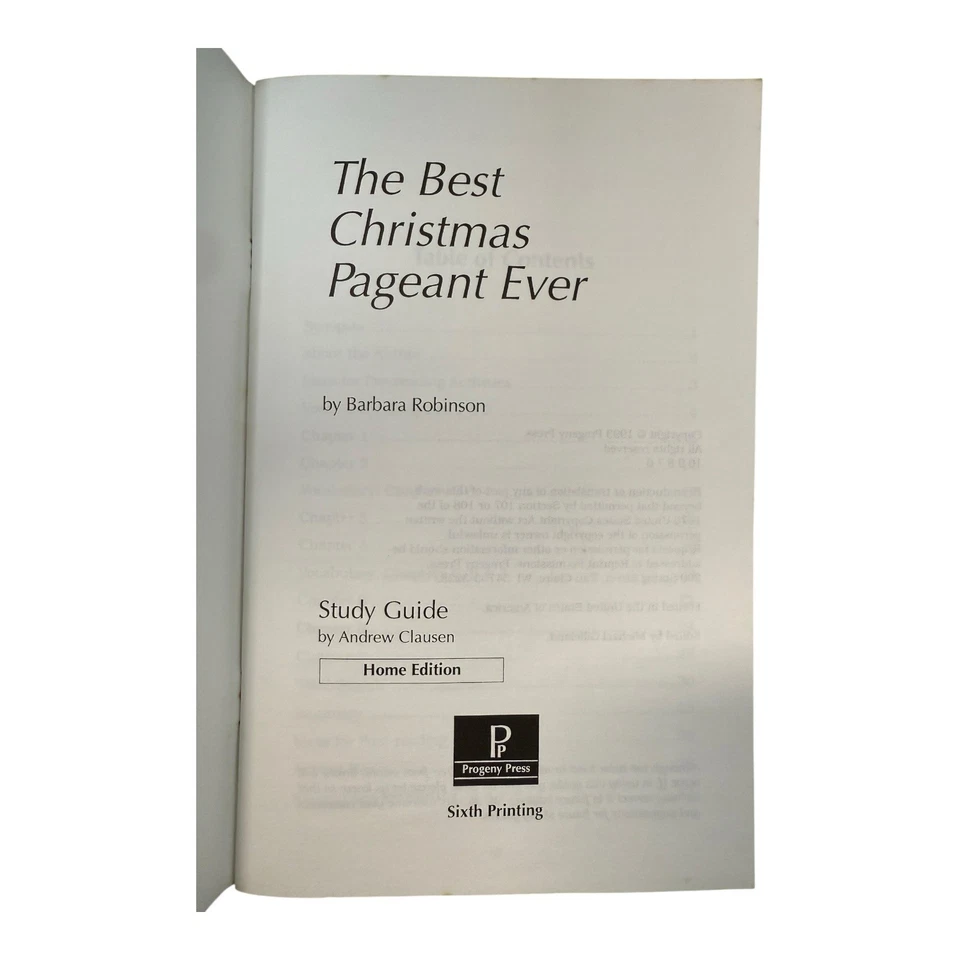 The Best Christmas Pageant Ever Study Guide Home Ed~1993 Progeny Press 205H P513 - Image 2 of 4