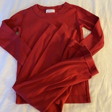 Hanna Andersson PJs Kids Sz 5 110 Solid Red Organic Cotton Long Sleeve Holiday