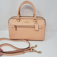 COACH Rowan Satchel Womens Blush Pink Pebbled Leather Crossbody Top Handle Bag