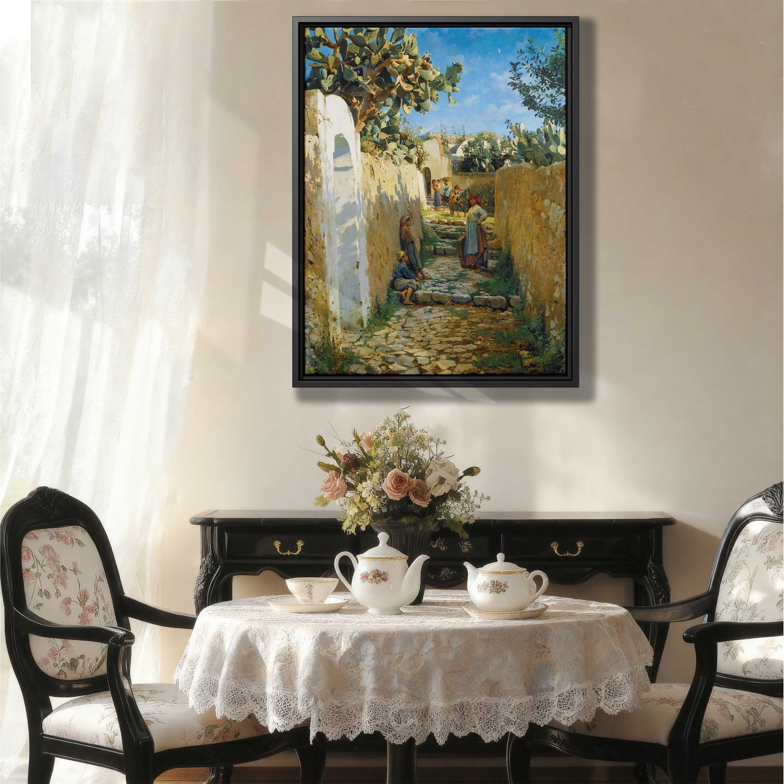 Rustic Pastoral Oil Painting Canvas Print Vintage Farmhouse Wall Art Decor