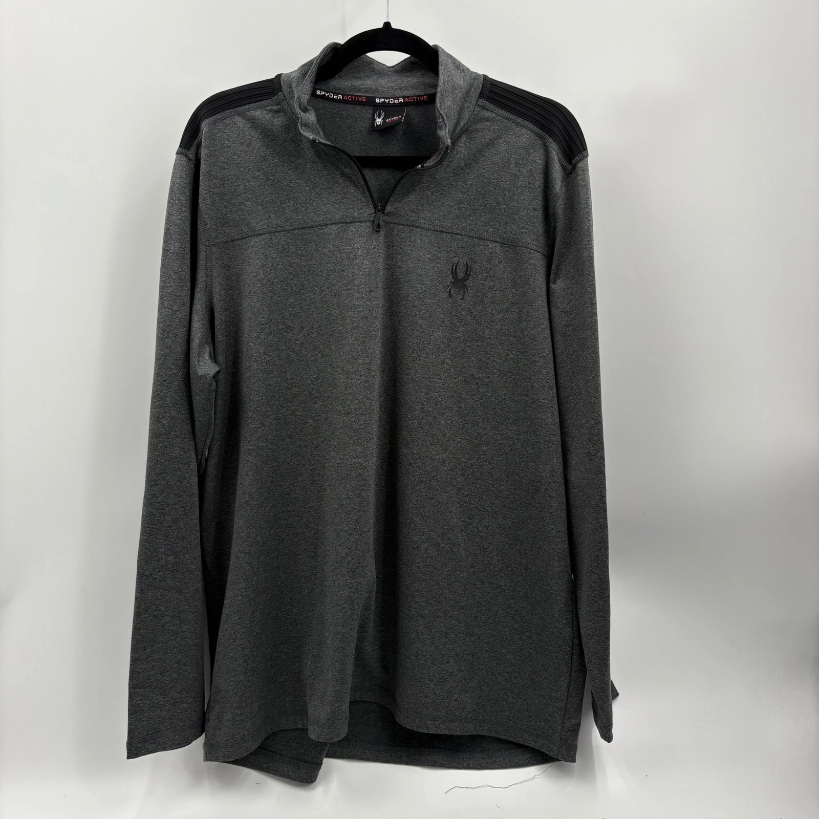 Spyder Active Men Large Gray Long Sleeve Quarter Zip Pullover Performance Shirt