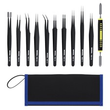 10x Industrial Precision ESD Tweezers Anti-Static Stainless Steel