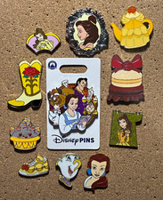Disney Beauty and the Beast Pin Lot 11 - 5 Authentic 1 Carded + 6 Traders Belle