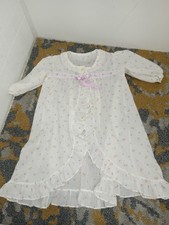 Vintage Toddler Robe/ Light Coverup Peignoir White With Flowers