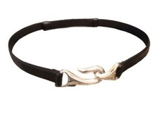Chico's Silver Hook Buckle Black Leather Belt S/M