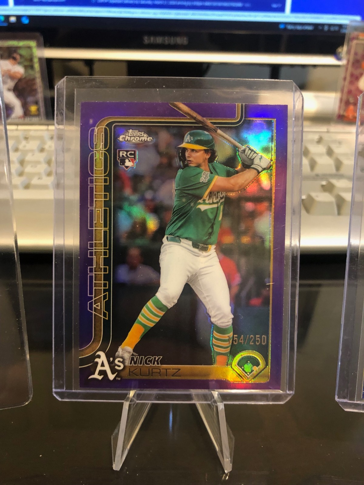 2025 Topps Chrome Update #USC178 Nick Kurtz Purple #D/250 with bonus cards