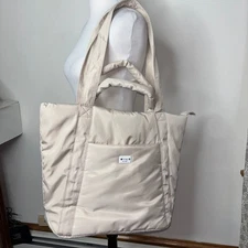 Wilo The Label Trapezium Tote Double Handle Tote Bag Padded Cream