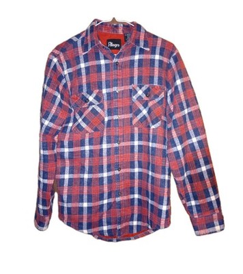 Vintage Allegro Quilted Plaid Flannel Jacket Men's Size Small Red White Blue 