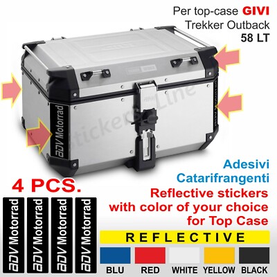 4 Adhesives Reflective Top - Case 58 Lt Givi Trekker Outback KTM BMW Guzzi