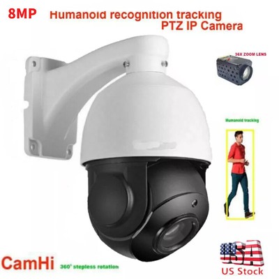 Camhi 36x Zoom 4K 8MP Wifi POE Auto-Tracking IP PTZ Camera 2 Way Audio IR 100m