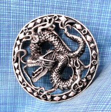 Chinese Dragon Belt Buckle Mythological Creature Imperial Power Vtg 90s .GMP038