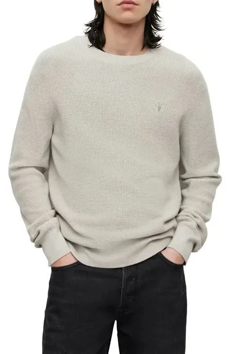 AllSaints sweater jumper adult stein crew neck ramskull mens black ivory green - Image 4 of 4