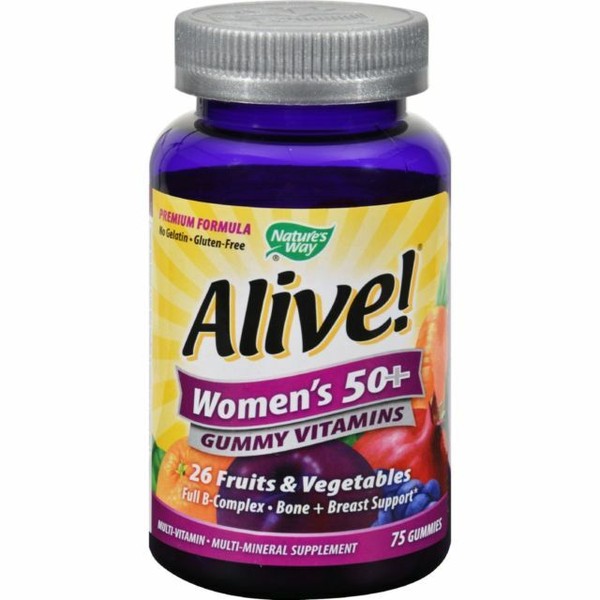 Natures Way Alive Womens 50 Gummy Vitamins Bone Breast Support Gummies