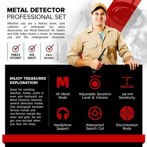 Heavy Duty Metal Detector & Gold Detector with 7.8" inch 7.8 kHz Waterproof Coil - Picture 12 of 12