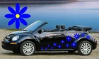 32 DARK  BLUE & YELLOW DAISY CAR STICKERS, GRAPHICS, BEETLE. MINI