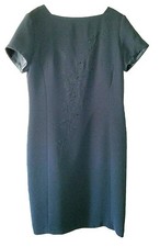 Super Classy Nice Black WORTHINGTON Sz 10 Dress Embroidered Beaded Front Polyest
