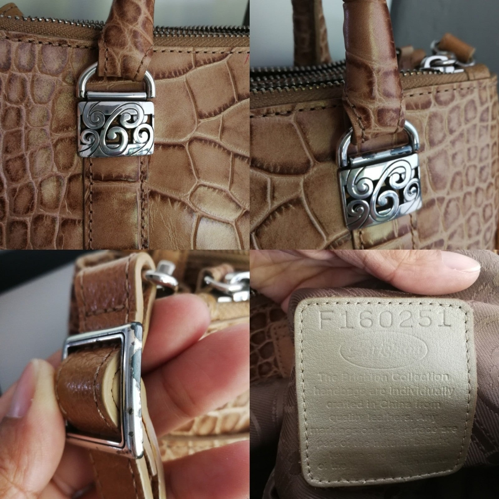 Brighton corcodile pattern leather Satchel - image 7