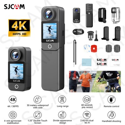 Action Cam 4K/30FPS Dual Touchscreen WiFi 20MP EIS & Micro Sd Karte SJCAM C300