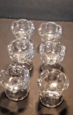 6 EAP Footed Open Individual Salts Ohio Flint Glass Scalloped Edges 1  7/8 "Tall