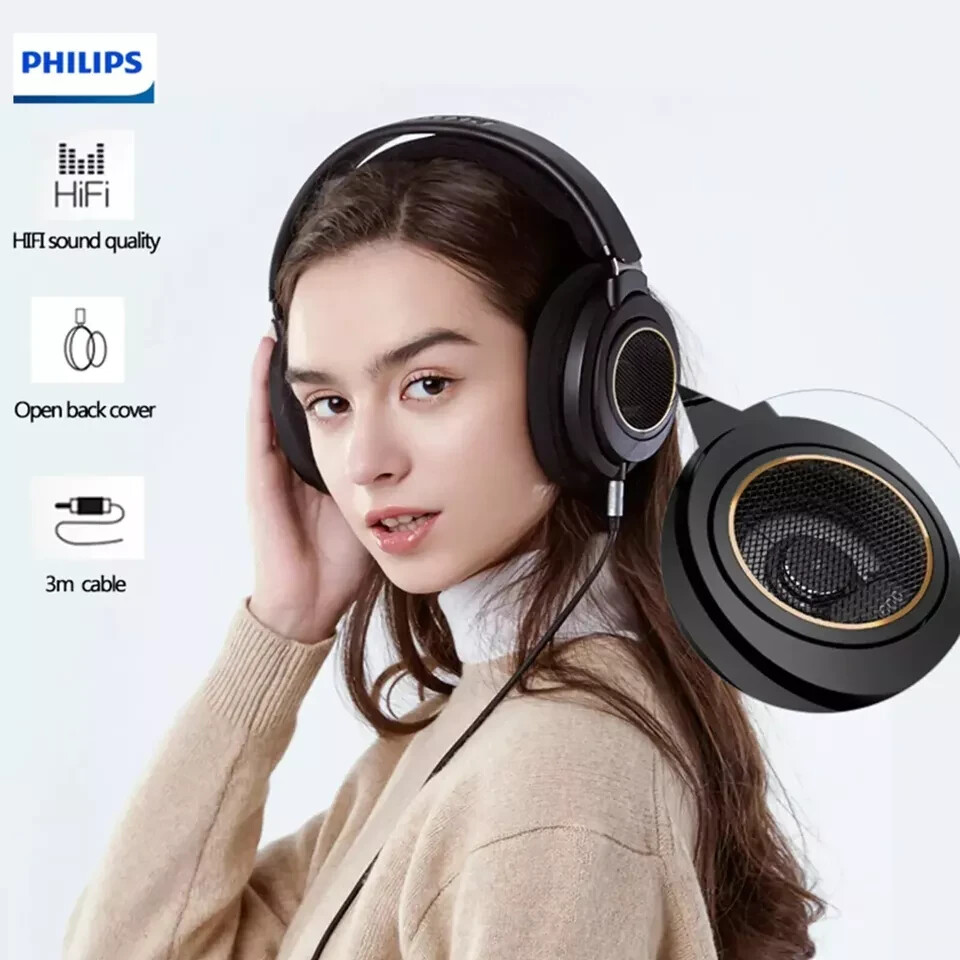 Philips SHP9600 Over-Ear Open-Back Headphones - Black 840063201415