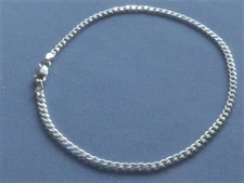 10" CUBAN STYLE ANKLE BRACELET ITALIAN STERLING SILVER 3mm  ITALY 925