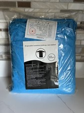 Medical Disposable Lab Coat Gown Blue, Knee Length with 3 Pockets 10 gown/bag 