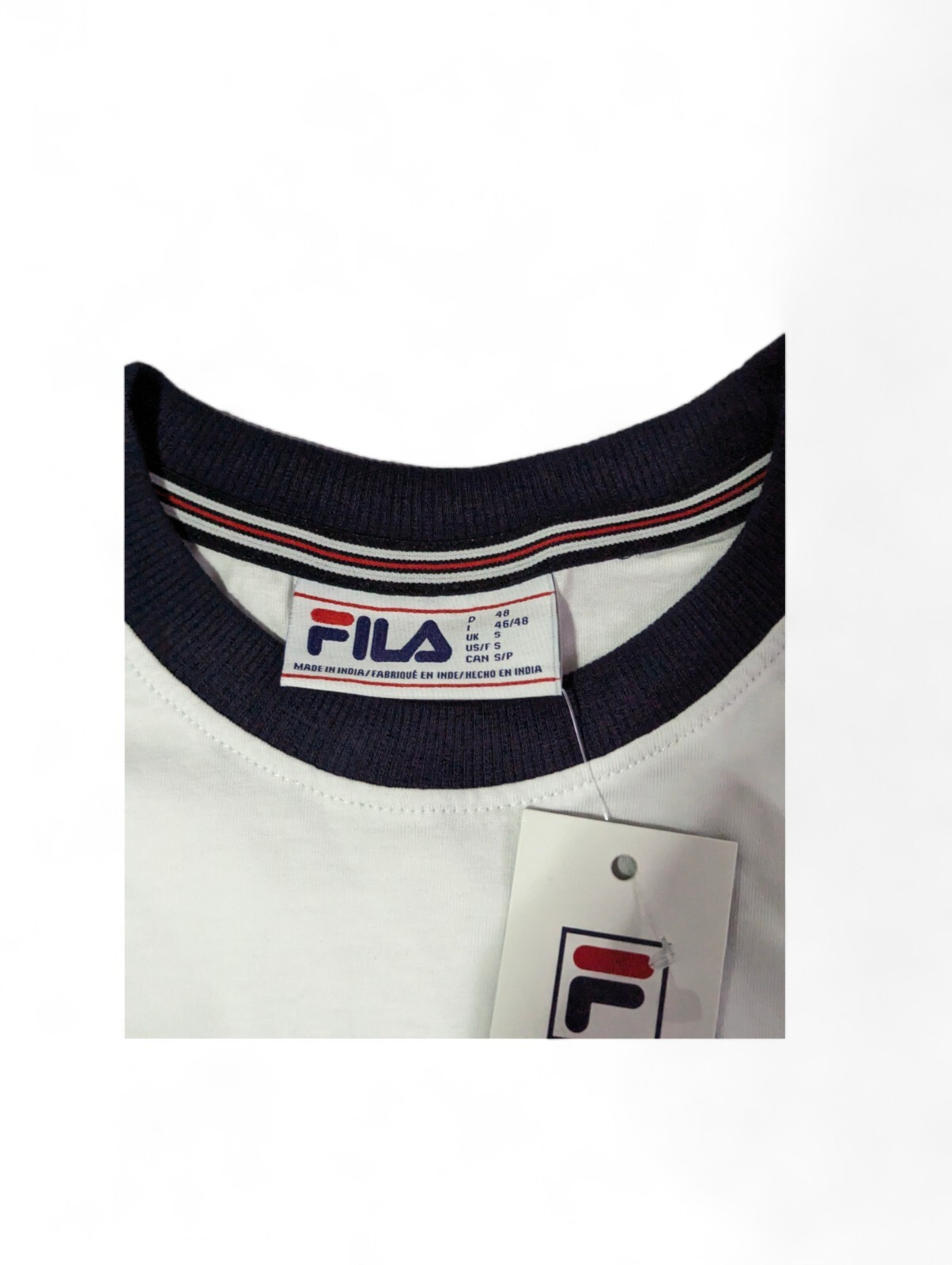 T shirt uomo Fila Marconi Essential Ringer taglia small colore bianco pavone nuova con etichetta