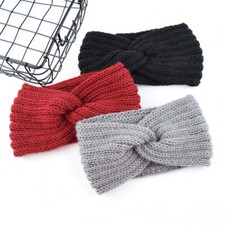 Women Female Warm Winter Wool Cross Crochet Knitted Wool Headband Hair Band New