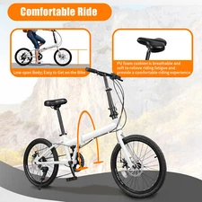 20" Folding Bike with 7 Speed Gears and Disc Brakes for Easy Commuting